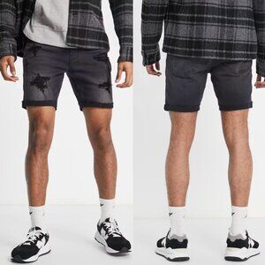 Hollister Skinny Distressed Denim Shorts in Black
